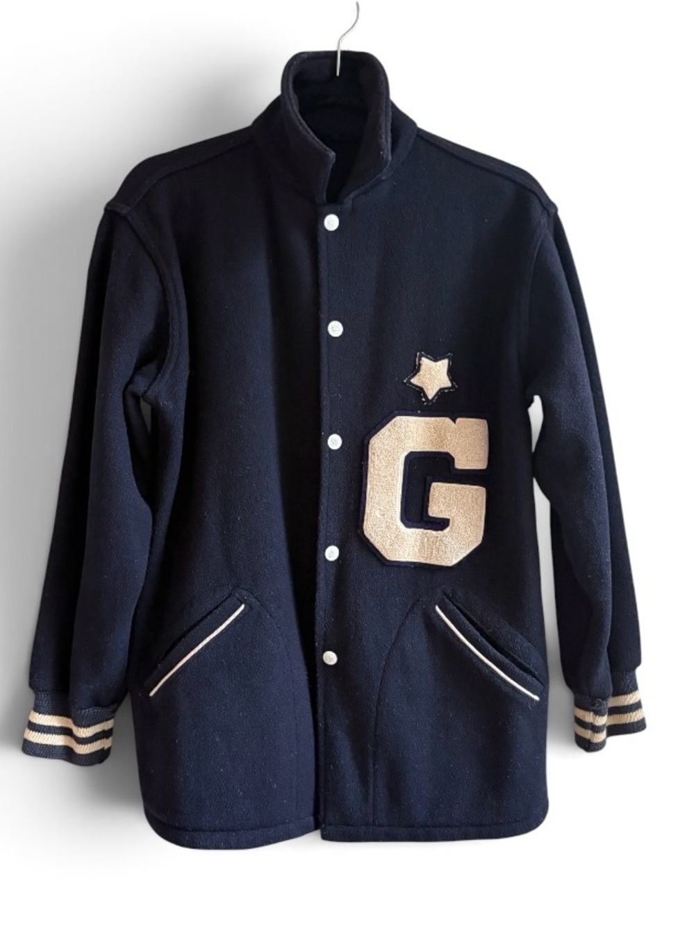 Maple Athletic Sportswear - Unisex Vintage Letterman Jacket - Blue & White- L-XL
